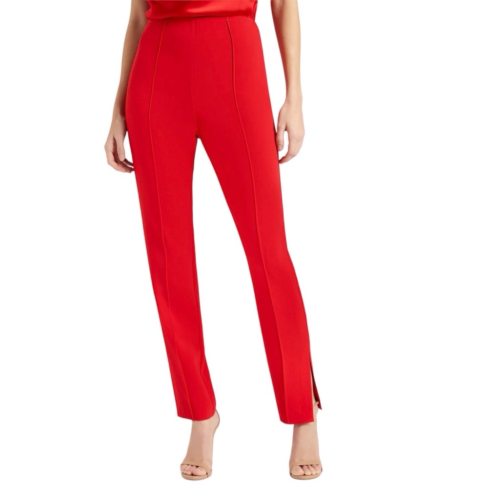 Cinq A Sept Pants Brianne Red Crepe Pintuck Side Zip Split Ankle Pants Size 0